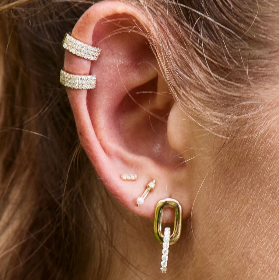 Double Link Diamond Drop Earrings-Earrings-Rachel Reid-Susan Saffron Jewelry