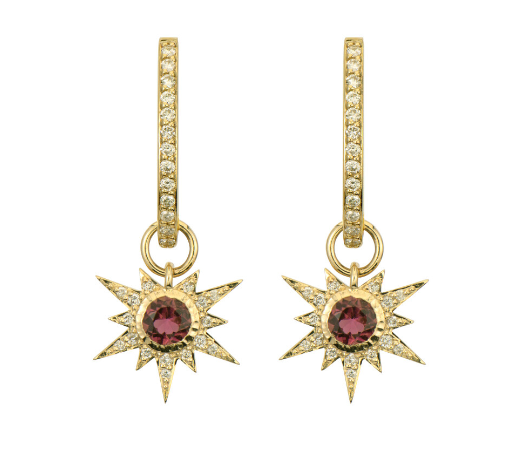 14KY Tiny Love Explosion Pink Tourmaline Charms