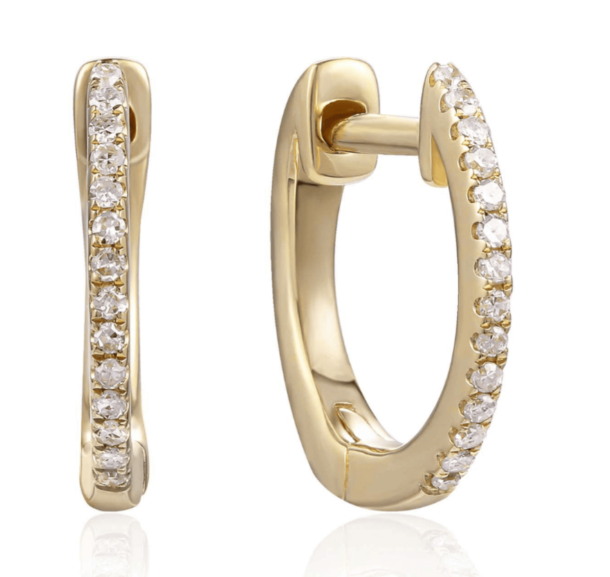 14K Small Diamond Huggie Earrings-Earrings-Saffron Jewelry-14K Yellow Gold-Susan Saffron Jewelry