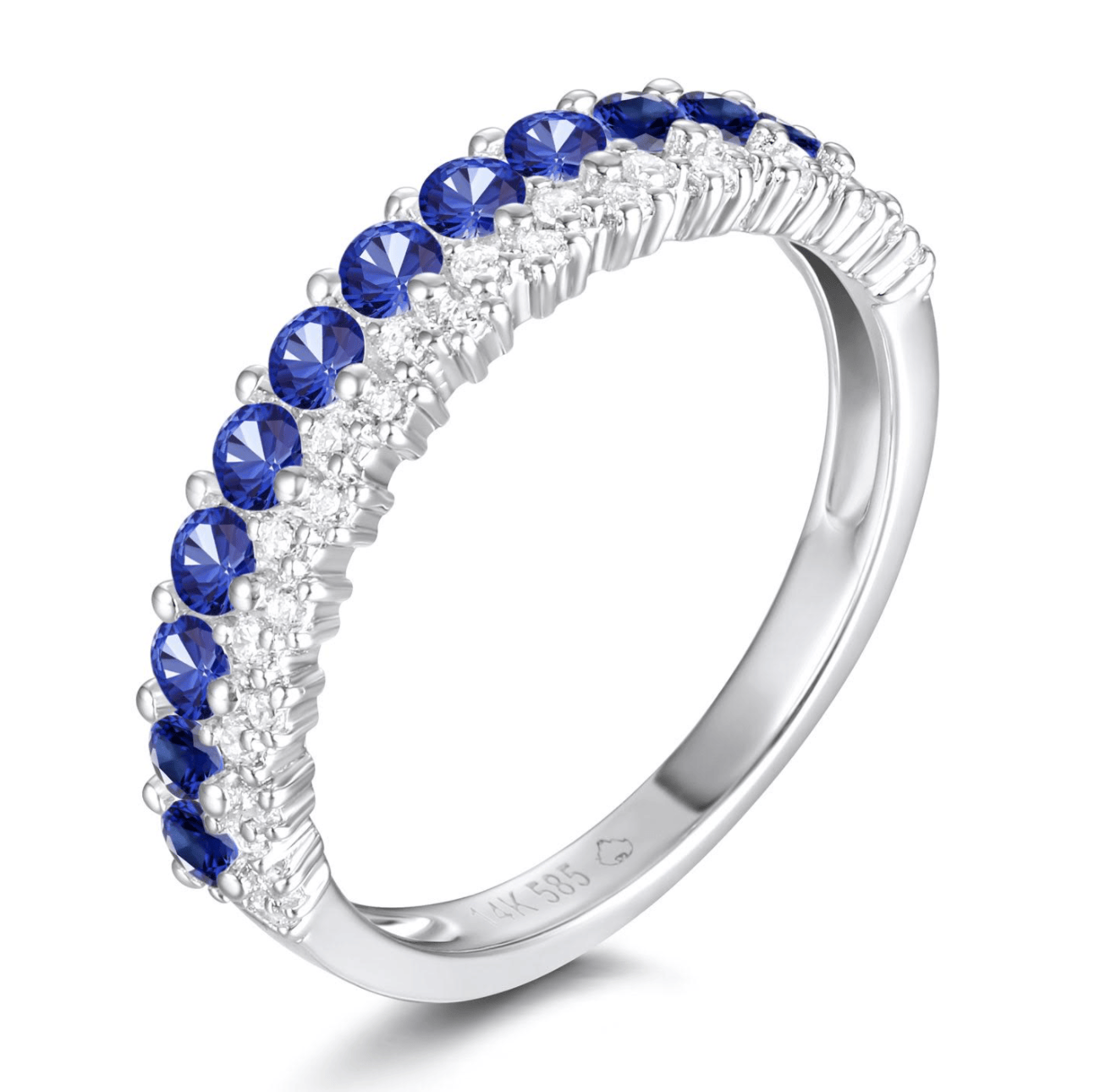 14KW Diamond and Sapphire Band