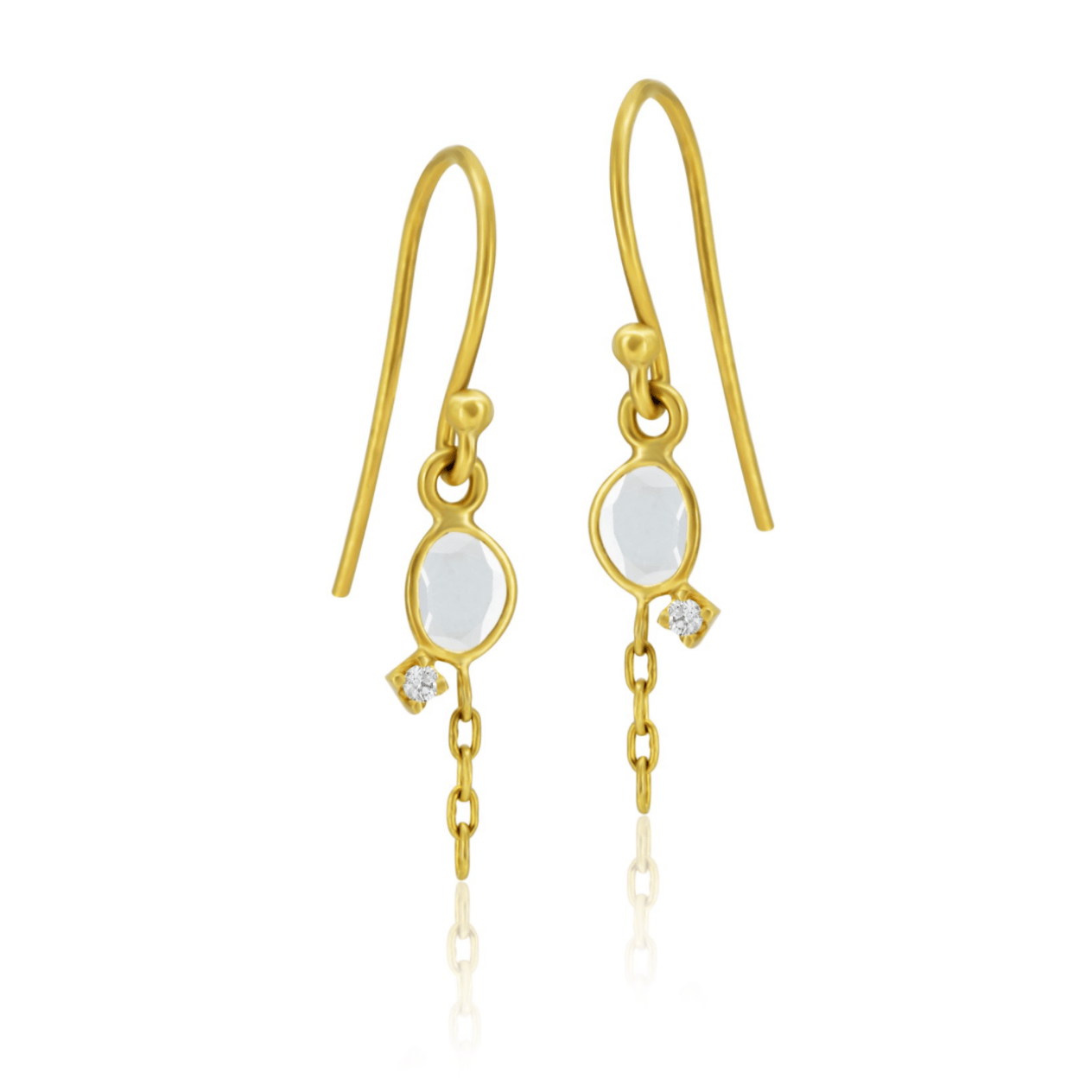 18KY Polki and Brilliant Diamond Short Drop Earrings