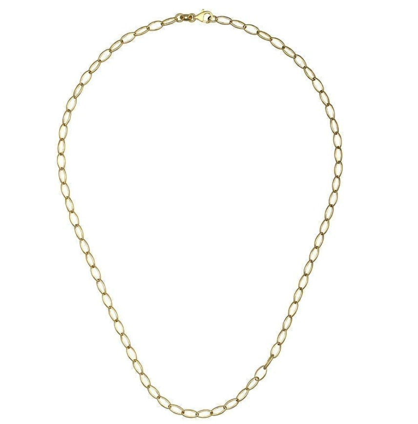 14KY Solid Yellow Gold Oval Link Chain