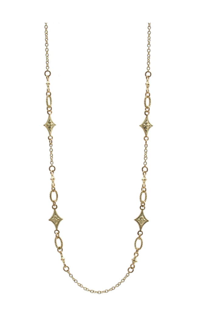Gold Crivelli Scroll Oval Link Necklace