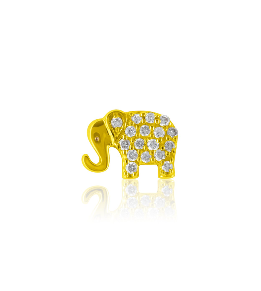 14K Single Pave Elephant Stud