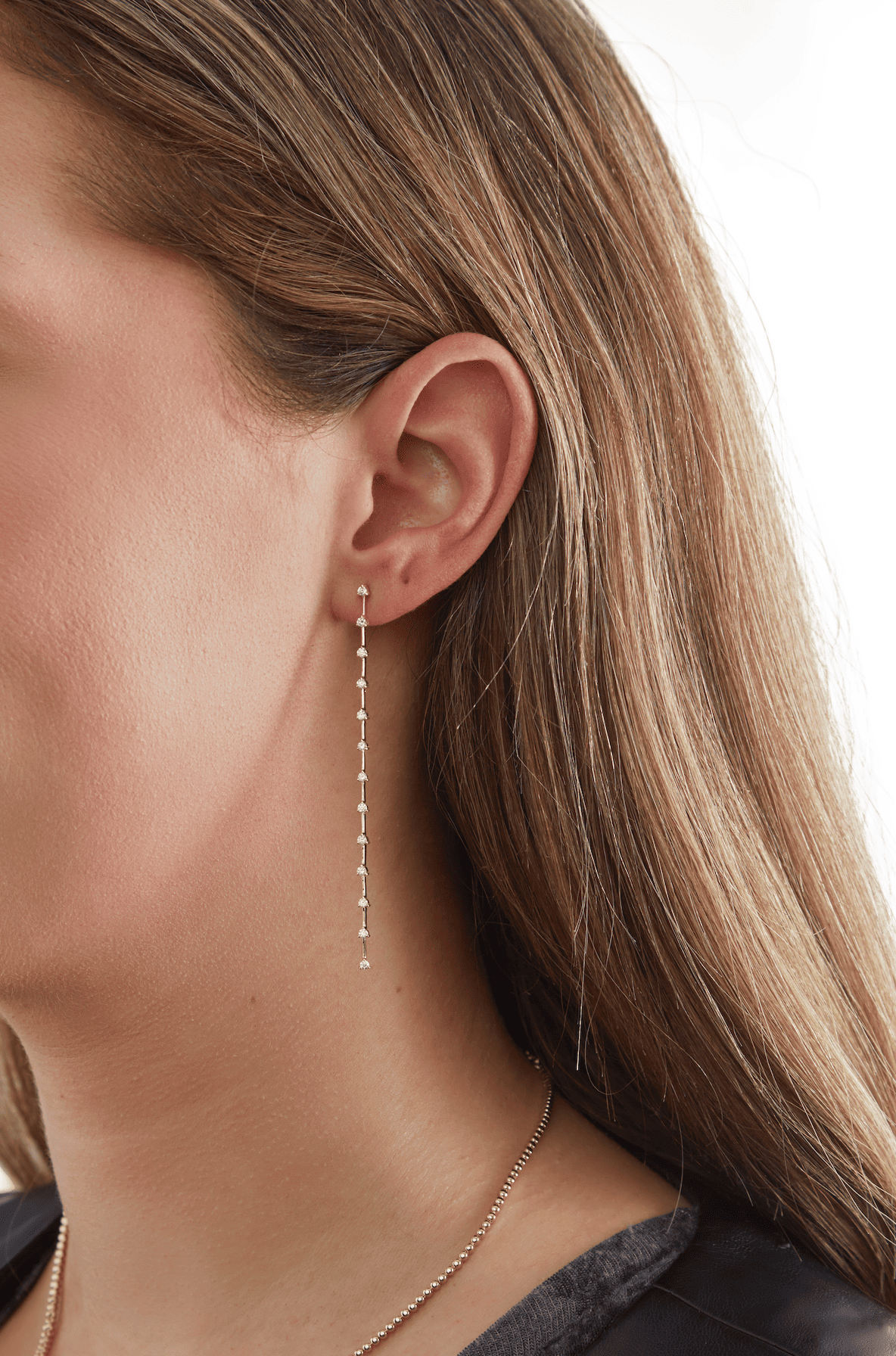 14KY Long Diamond Earring