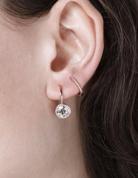 14K White Topaz Earrings