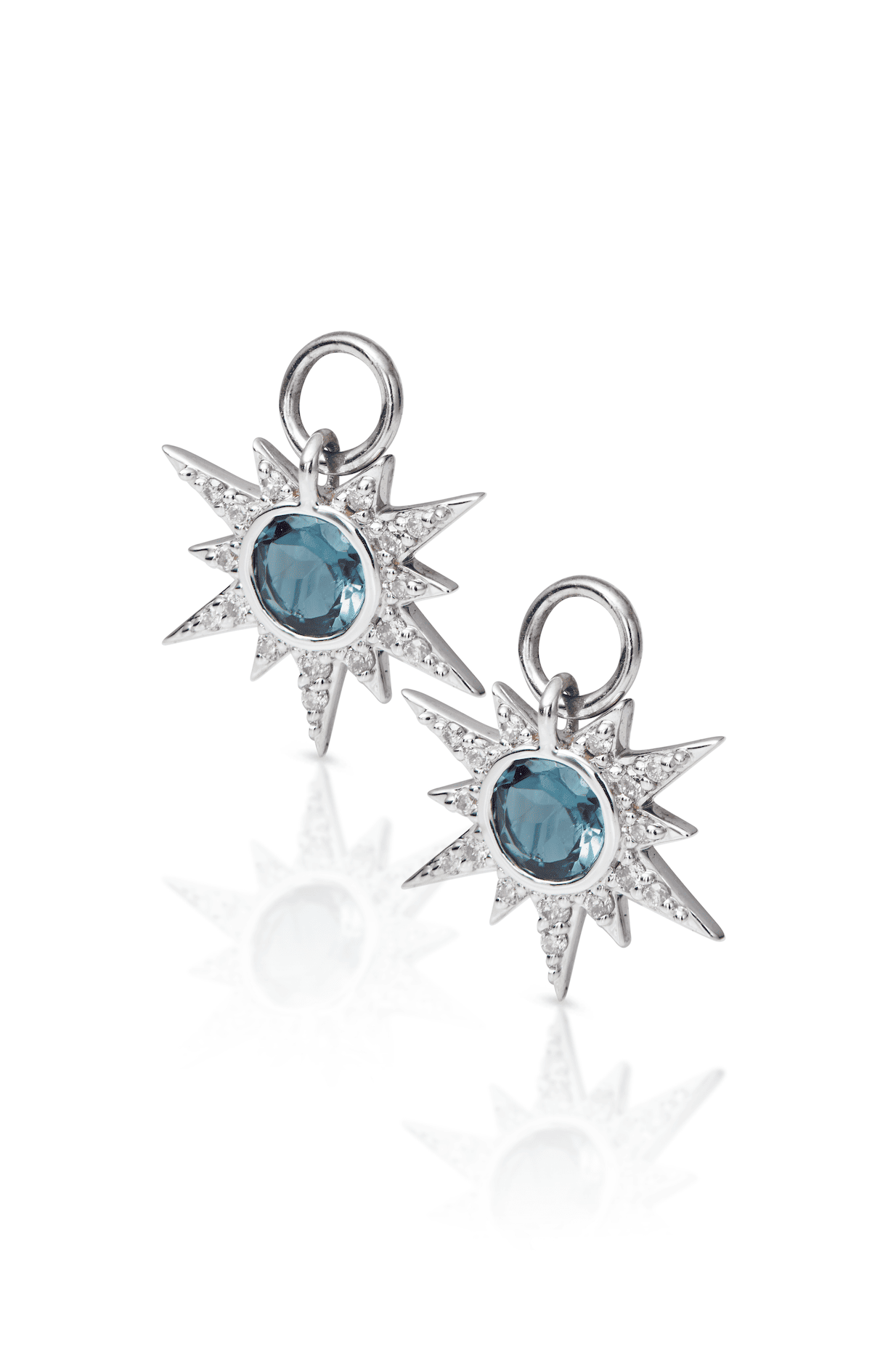 14KW Tiny Love Explosion Blue Tourmaline Charms-Earrings-Three Stories Jewelry-Susan Saffron Jewelry