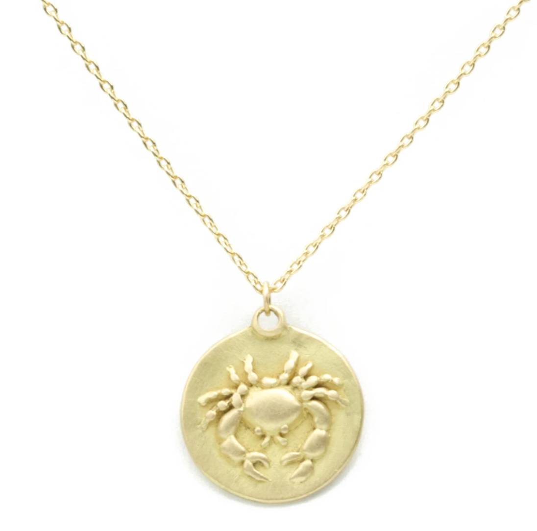 18KY Zodiac Medal Necklace 18"