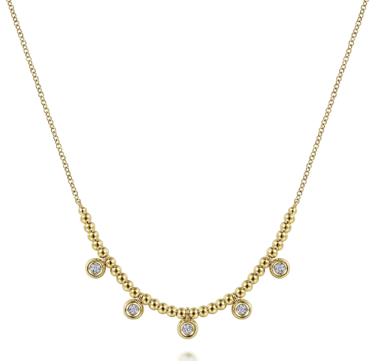 14KY Bujukan Bead Necklace with Diamond Drops