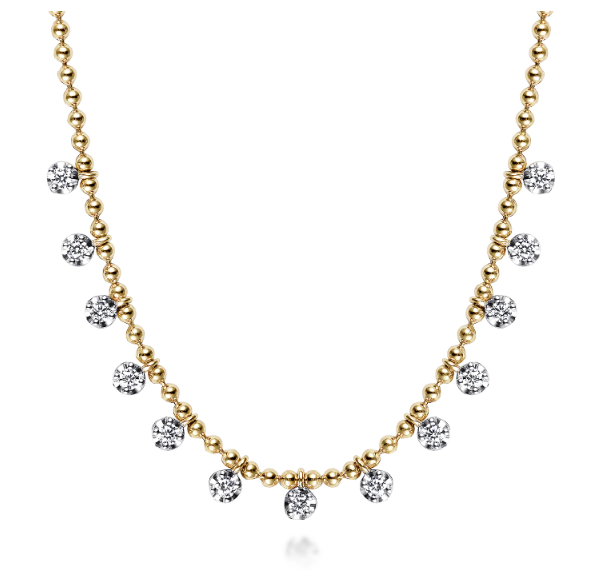 14KY Diamond Drop Station Necklace-Necklaces-Gabriel & Co.-Susan Saffron Jewelry