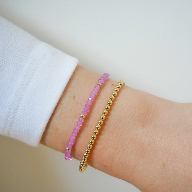 Birthstone Bead Bracelet in Pink Sapphire