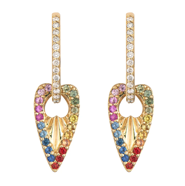 14KY Love Explosion Rainbow Heart Charms