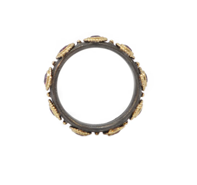 18KY and Silver Purple Garnet Stack Ring