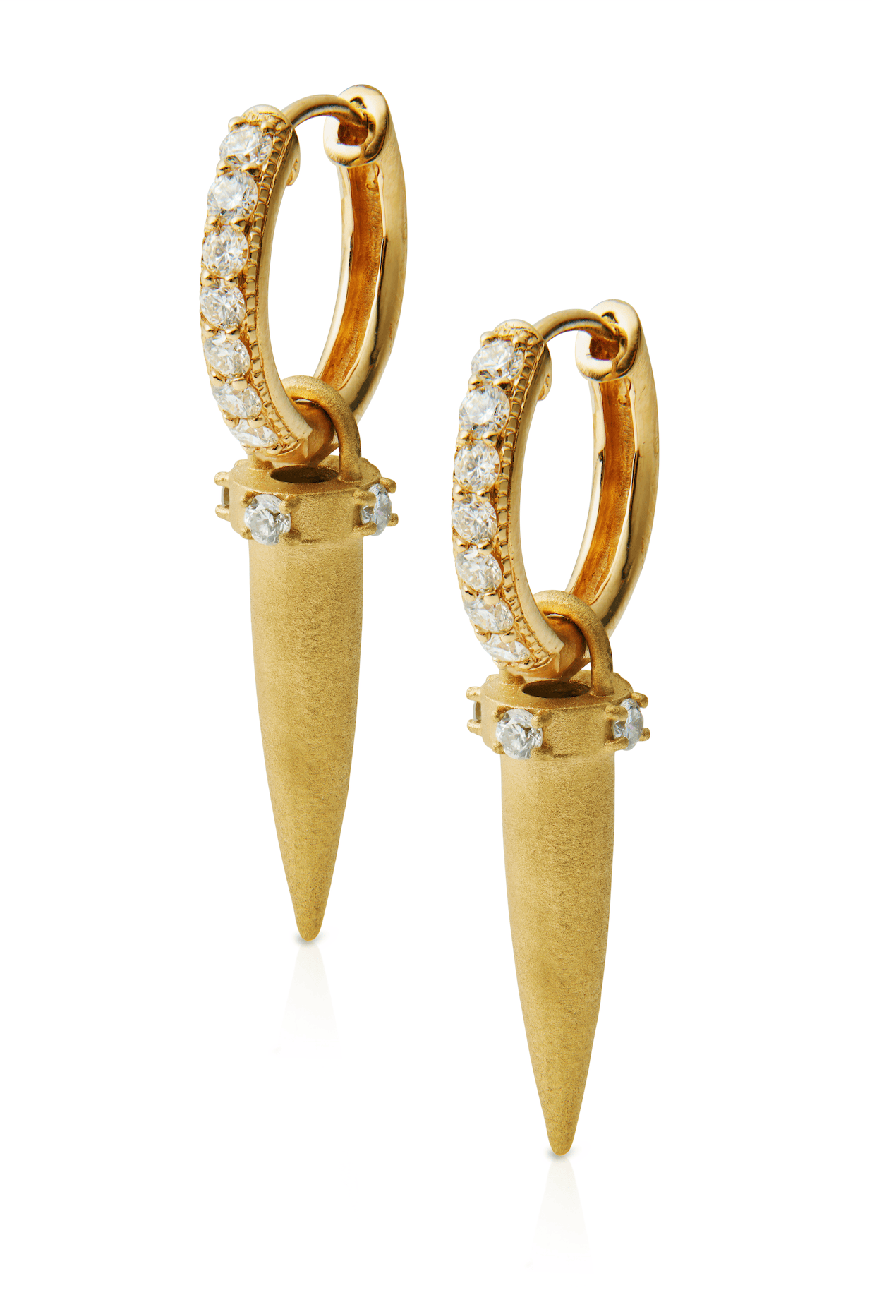 18KY Large Milgrain Diamond Huggies-Earrings-Trilogy-Susan Saffron Jewelry