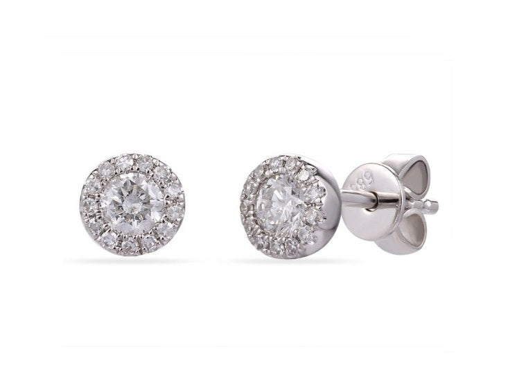 14KW Diamond Halo Studs