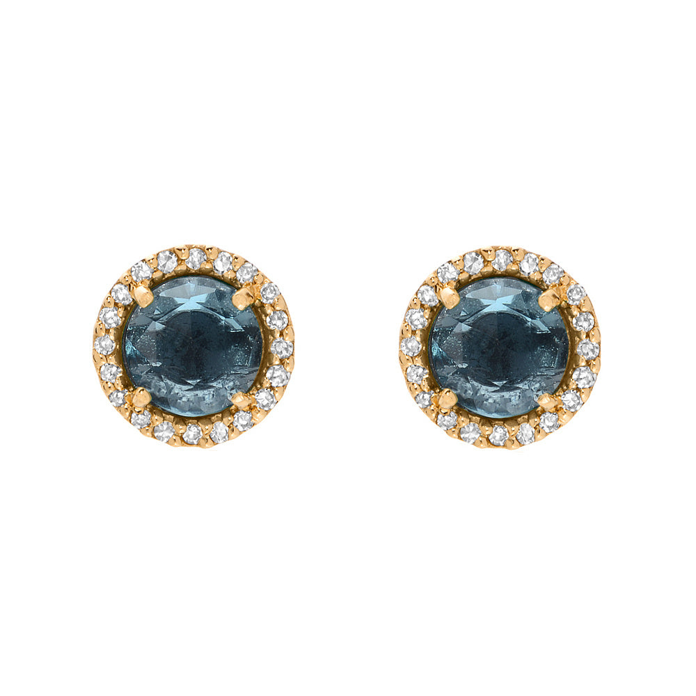 Rosie 5.0mm London Blue Topaz & Diamond Post Earrings