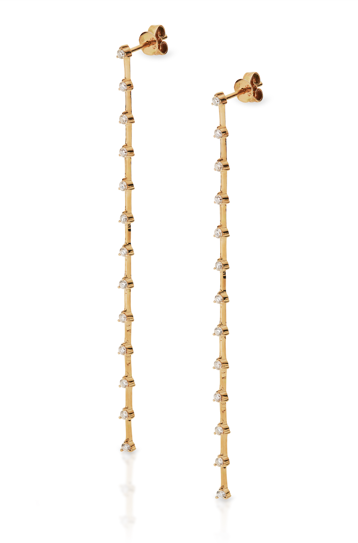 14KY Long Diamond Earring