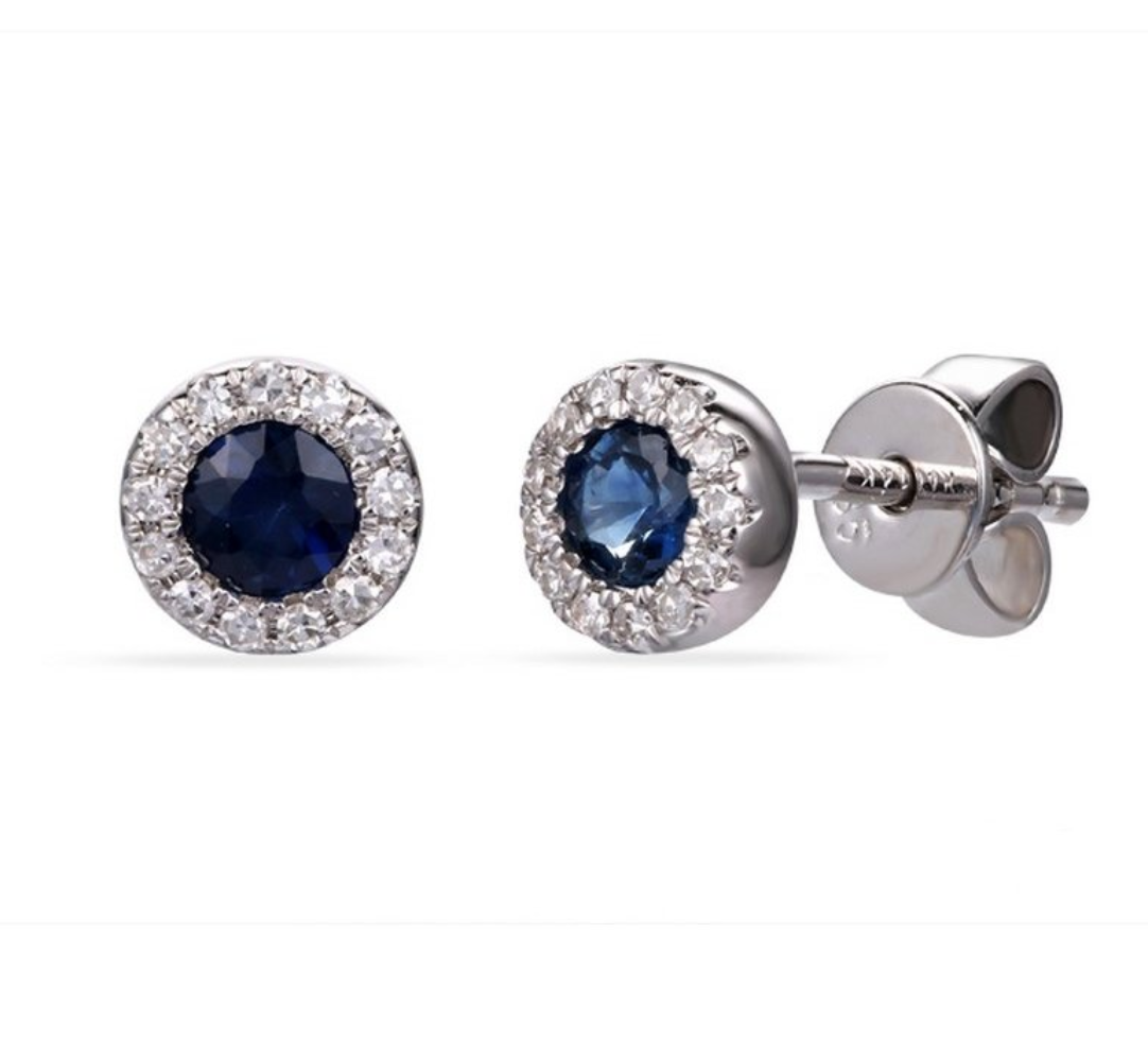 14KW Sapphire Halo Studs