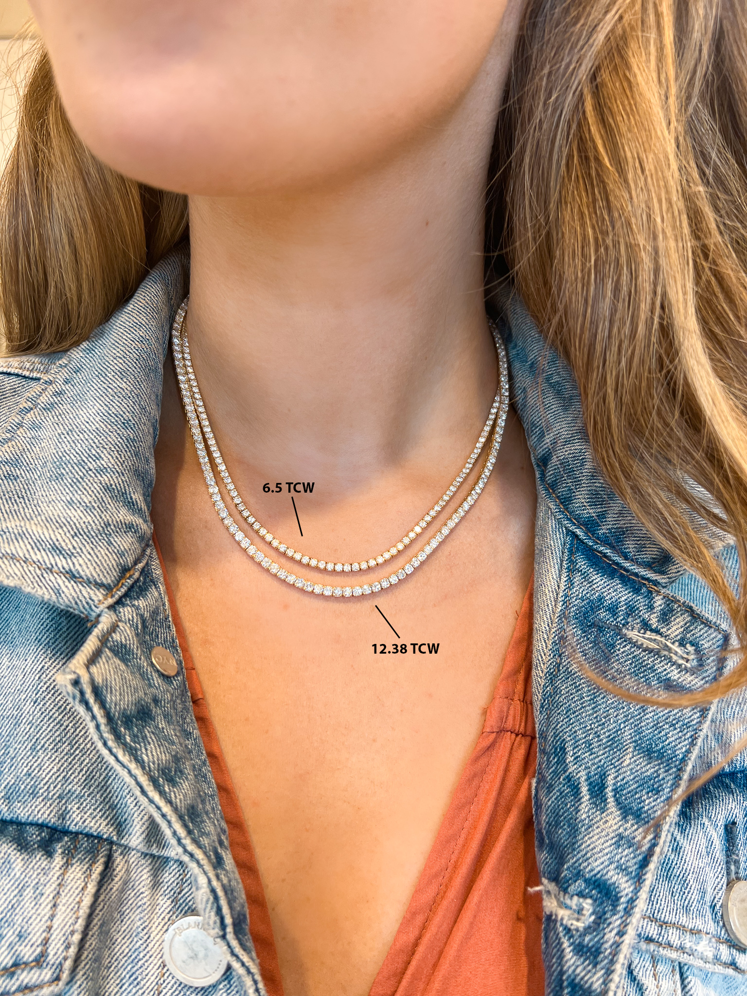 14KY Diamond Tennis Necklace 12.38ct 16"