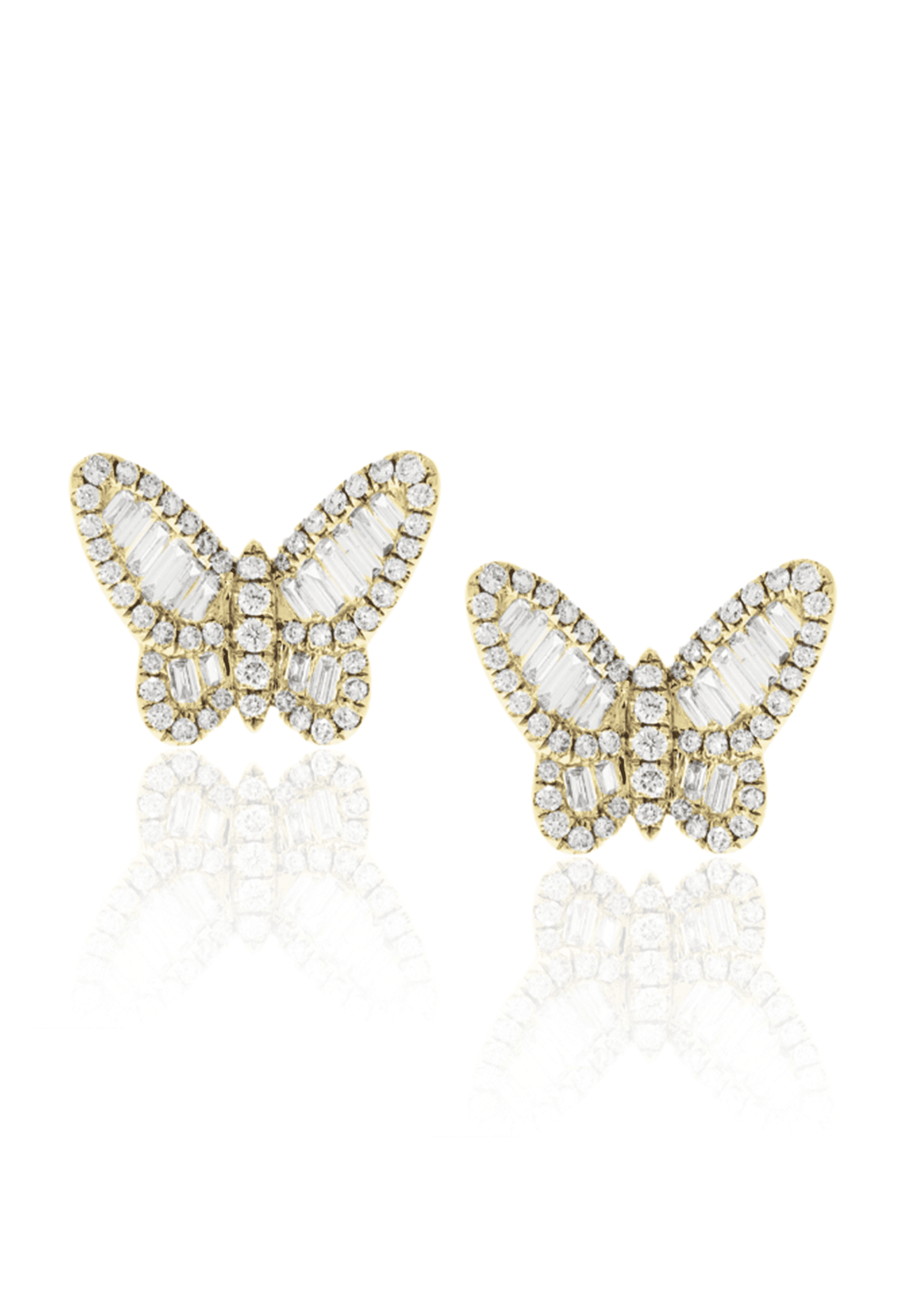 14K Diamond Butterfly Studs