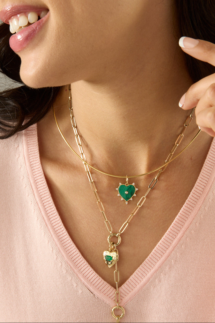 14KY Malachite Heart