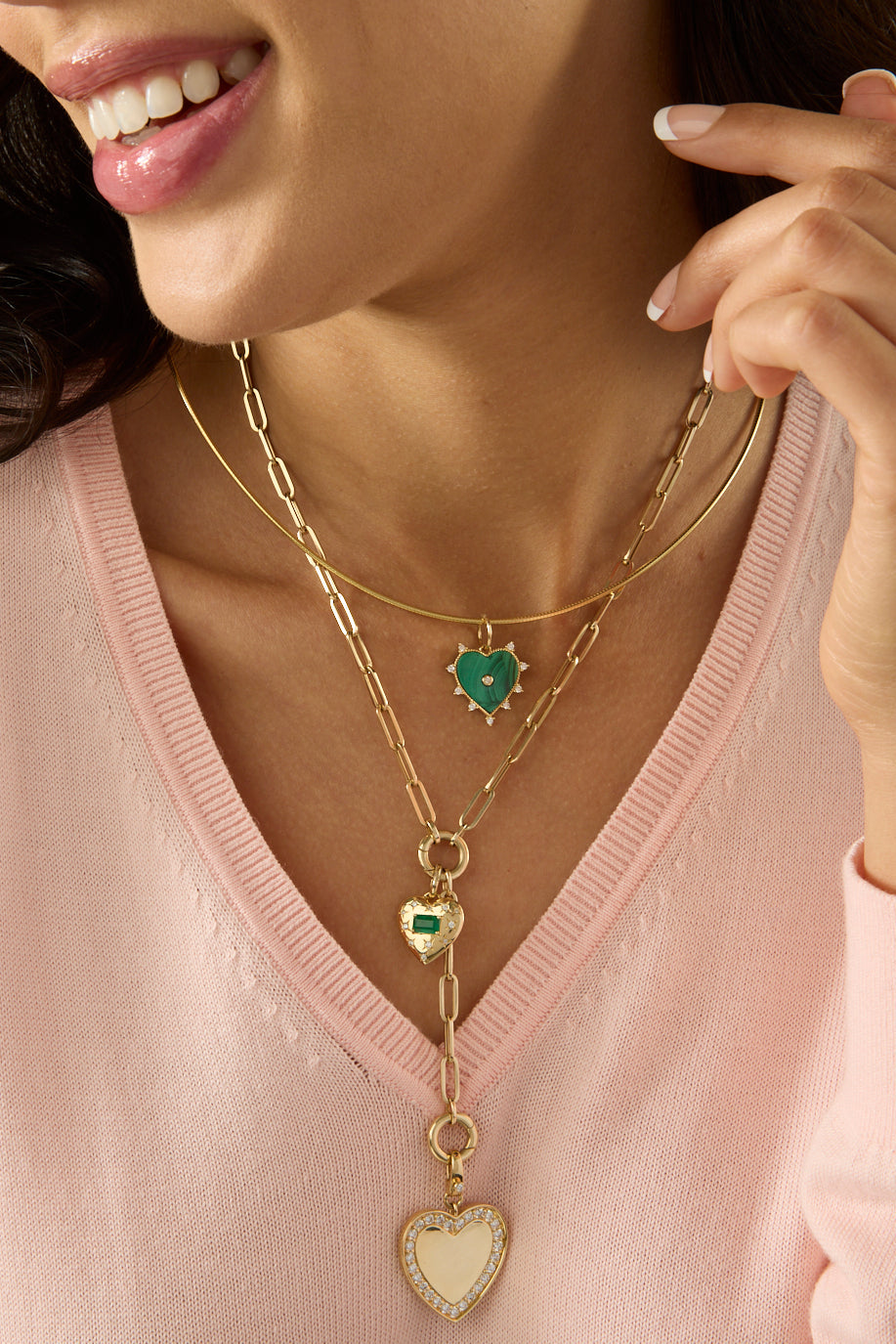 14KY Puffy Heart with Emerald Center