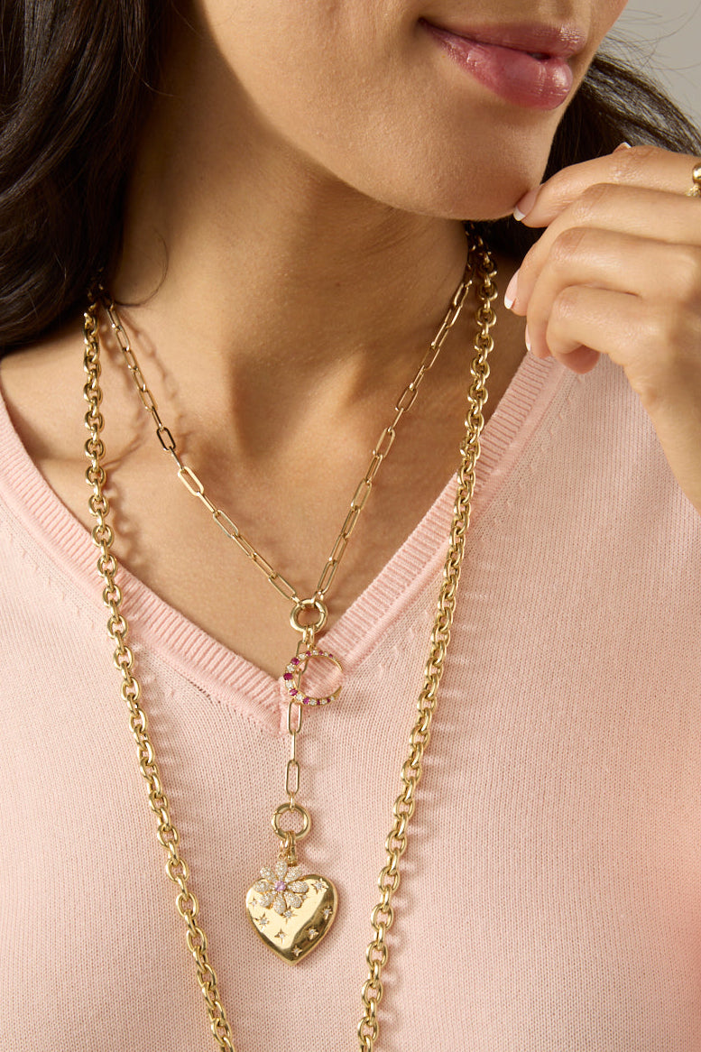 14KY Diamond and Ruby Crescent Moon-Charms-Sorte-Susan Saffron Jewelry