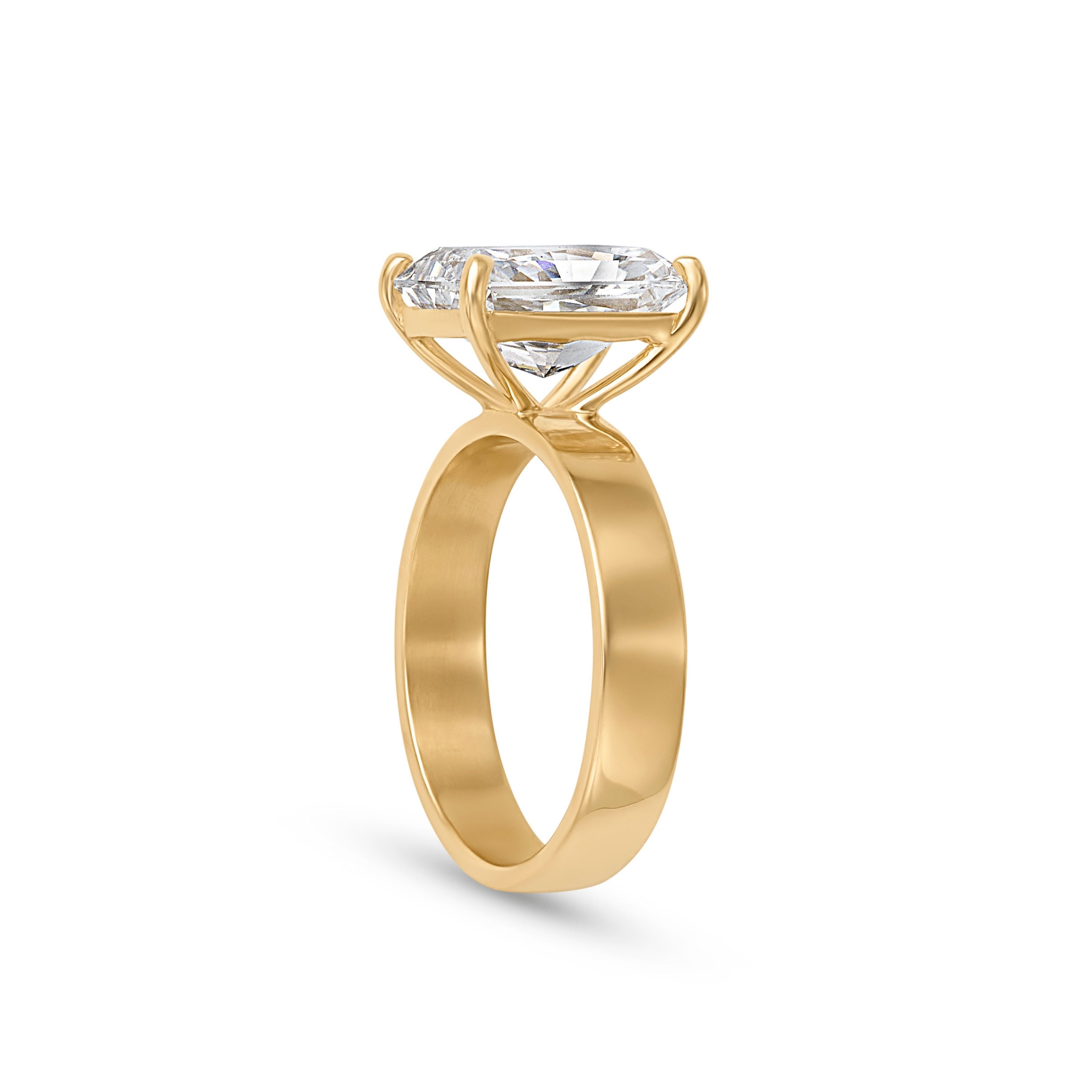 3.65CT Radiant Cut Wide Band Solitaire Engagement Ring