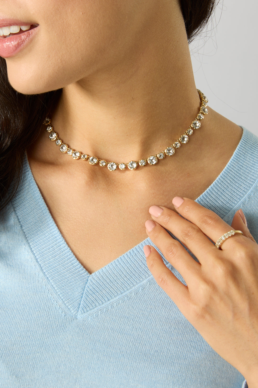 14KY White Topaz Tennis Neckla-Necklaces-Aira-Susan Saffron Jewelry