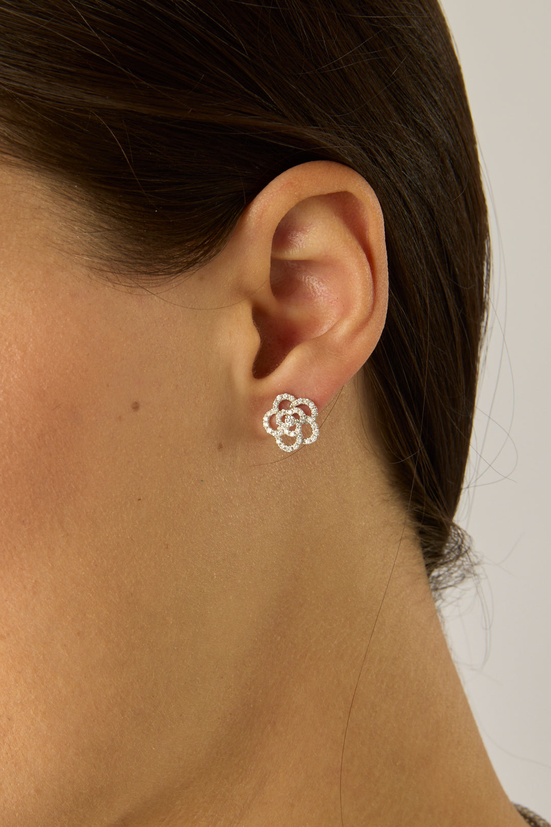 14KW Diamond Camellia Studs