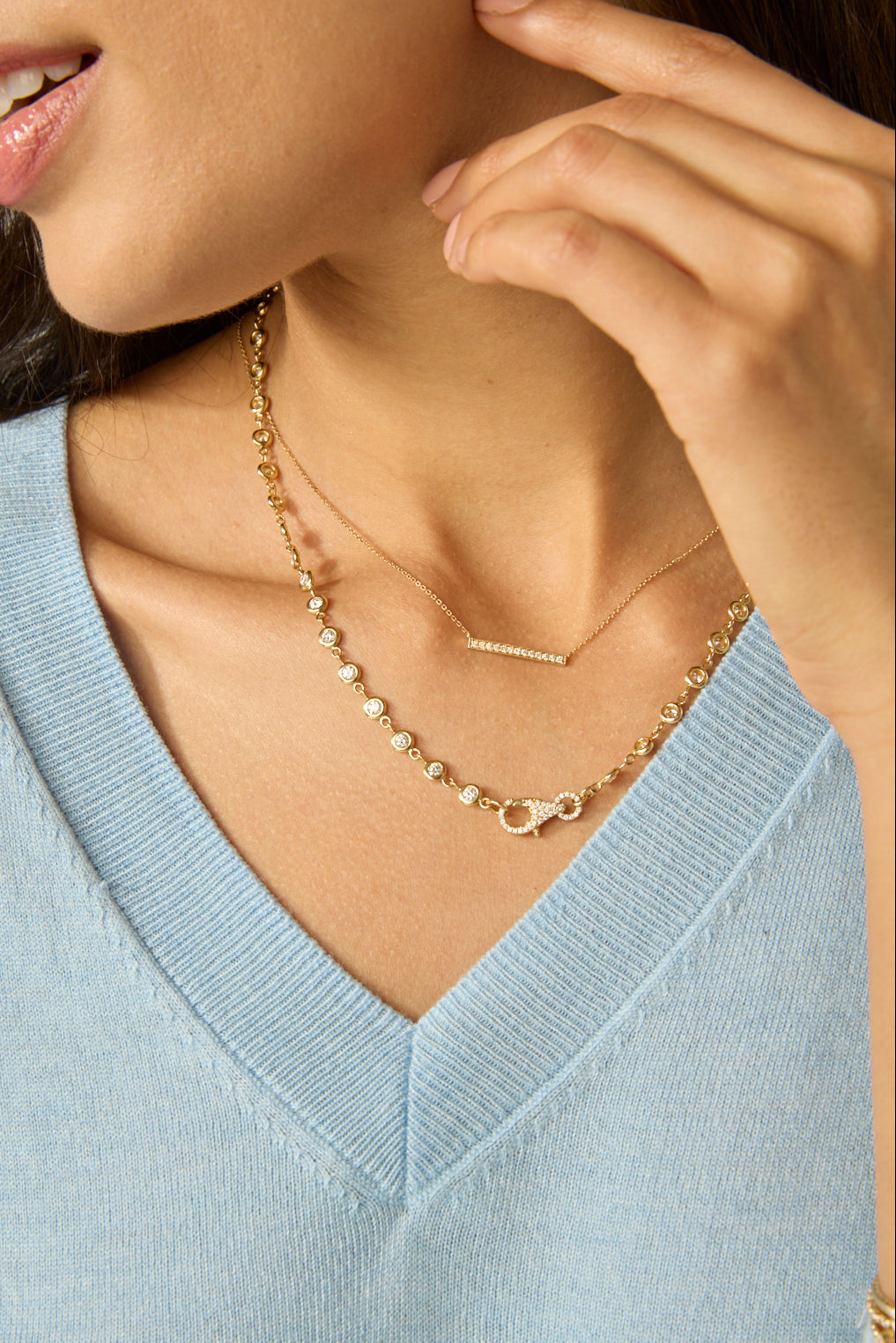 14YG Diamond Bar Necklace-Necklaces-Sorte-Susan Saffron Jewelry