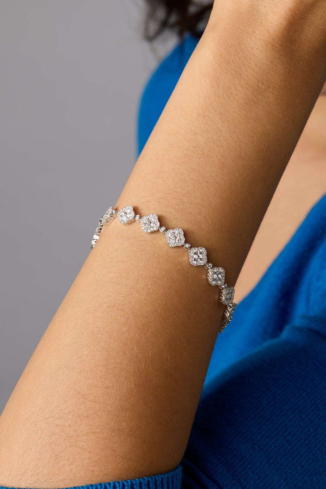 14KW Clover Design Diamond Bracelet-Bracelets-Saffron Jewelry-Susan Saffron Jewelry
