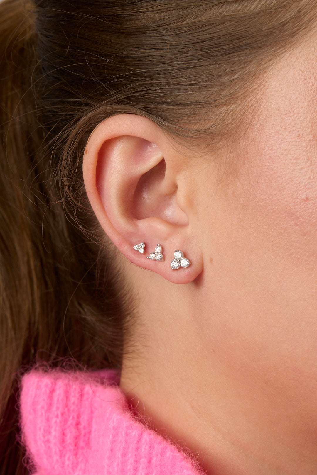 14K Diamond Trio Stud