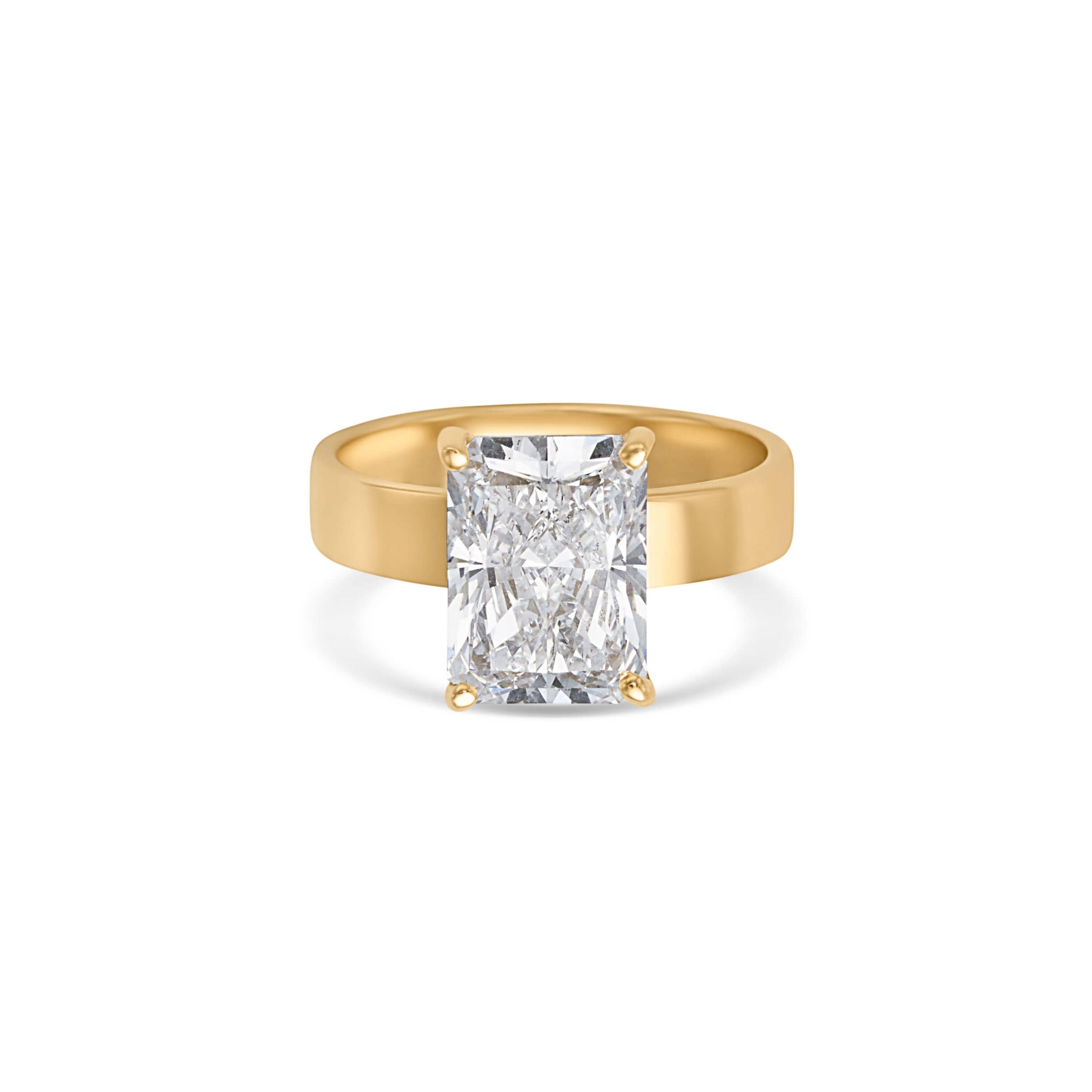 3.65CT Radiant Cut Wide Band Solitaire Engagement Ring