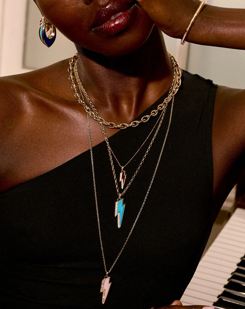 18KY Mini Ziggy Bolt Charm Carnel