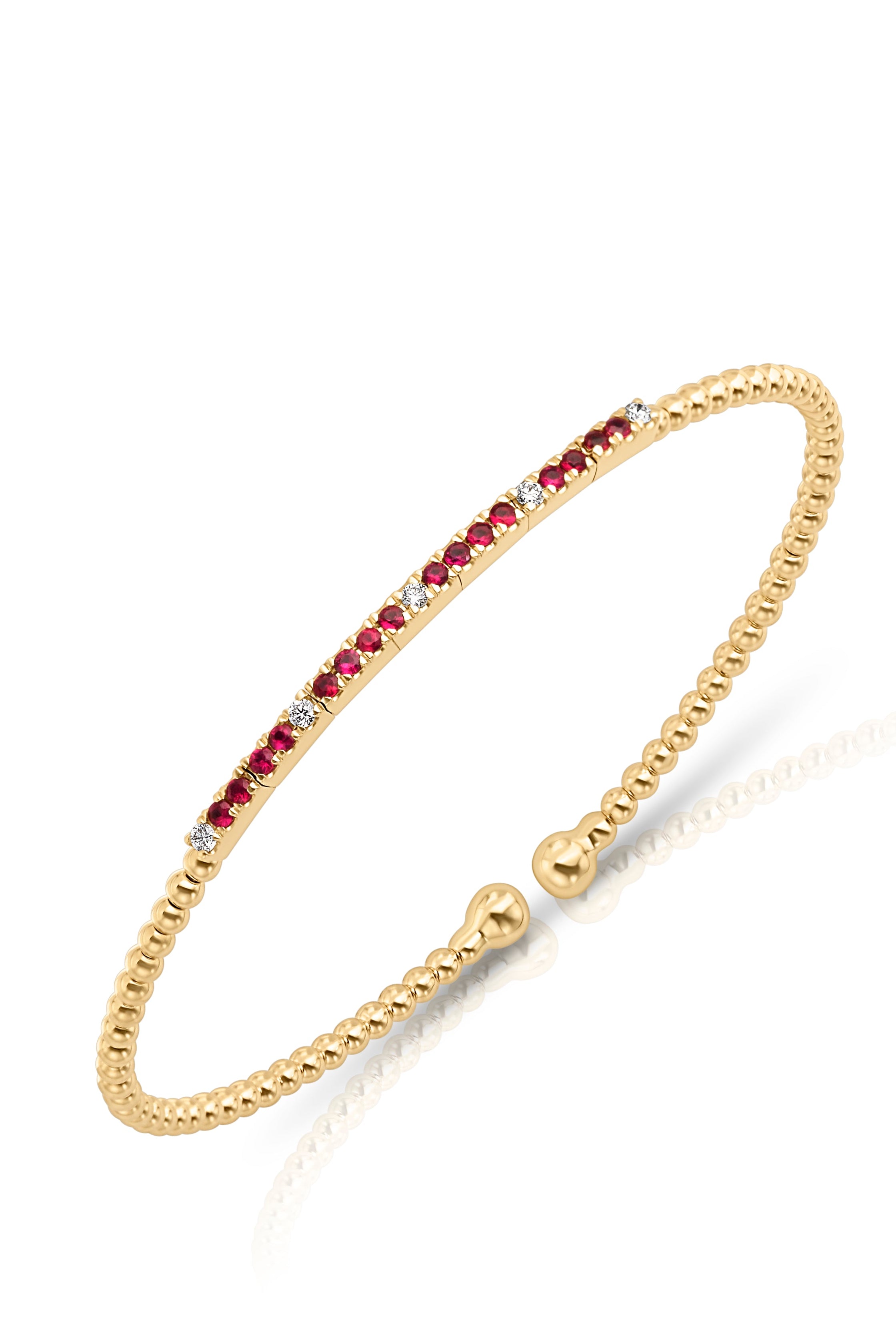 14KY Gold Bujukan Diamond and Ruby Split Bangle