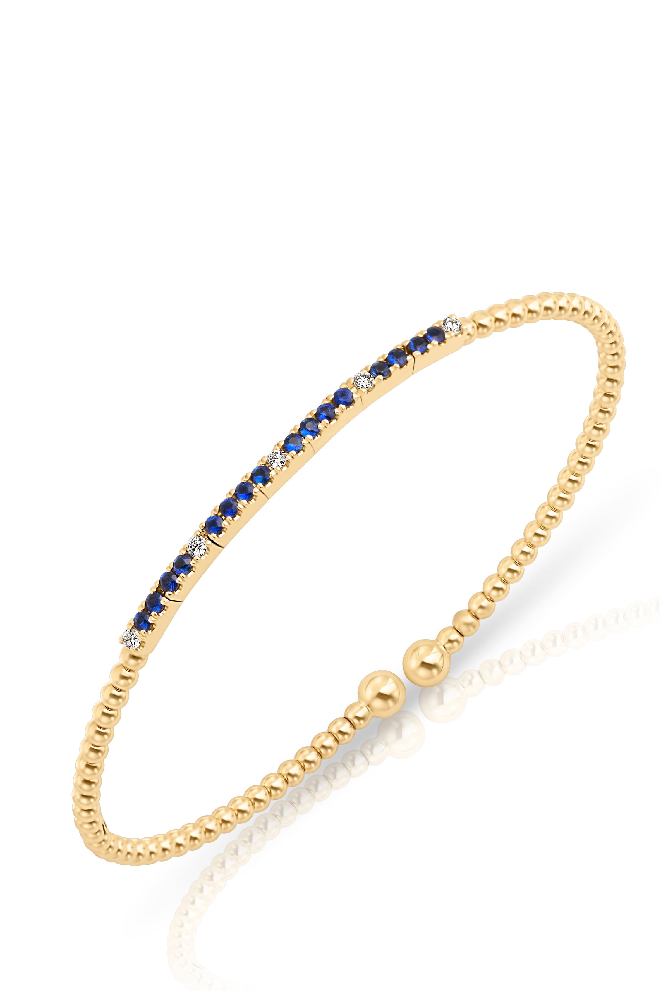 14KY Bujukan Diamond and Blue Sapphire Split Bangle