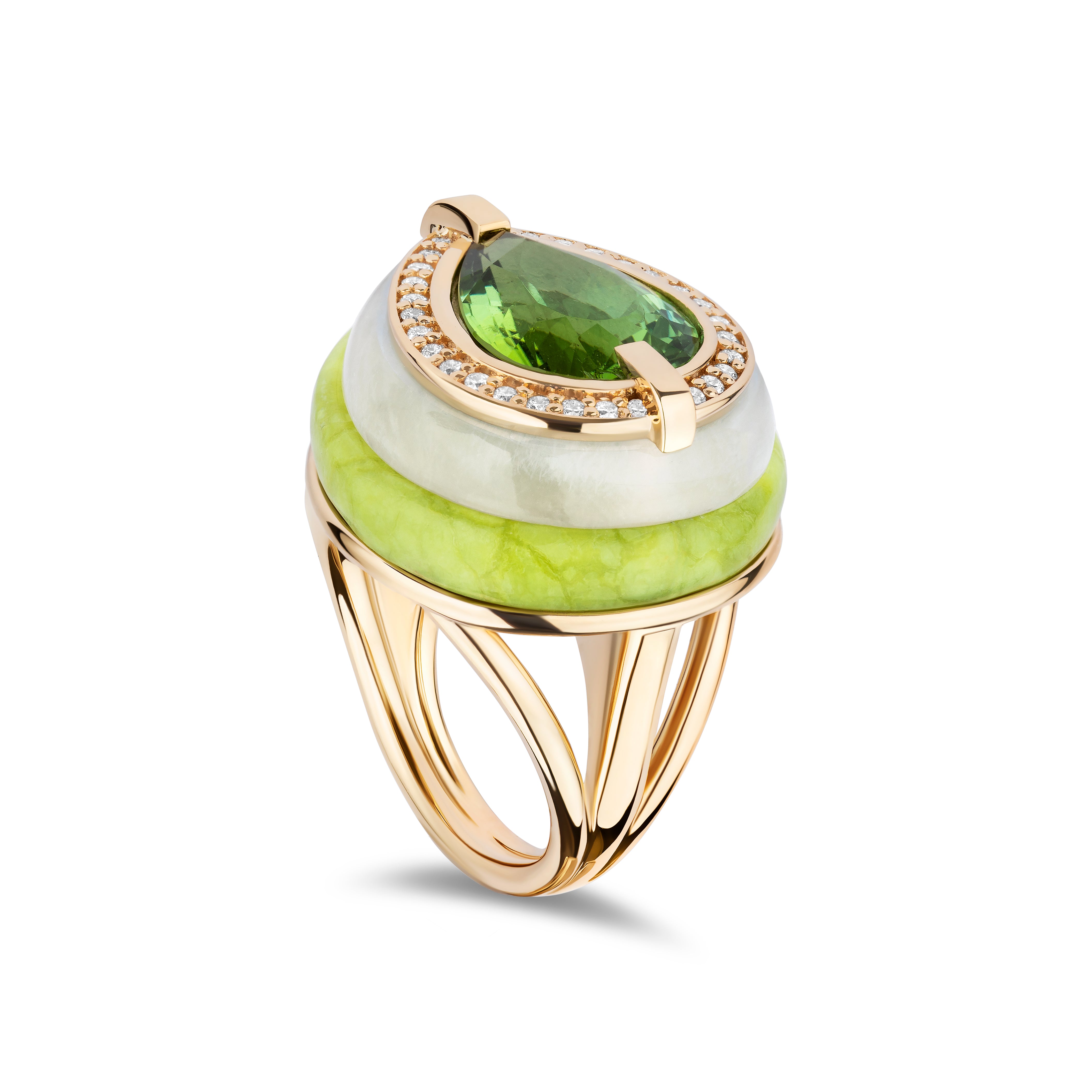 14KY Layer Cake Ring Green