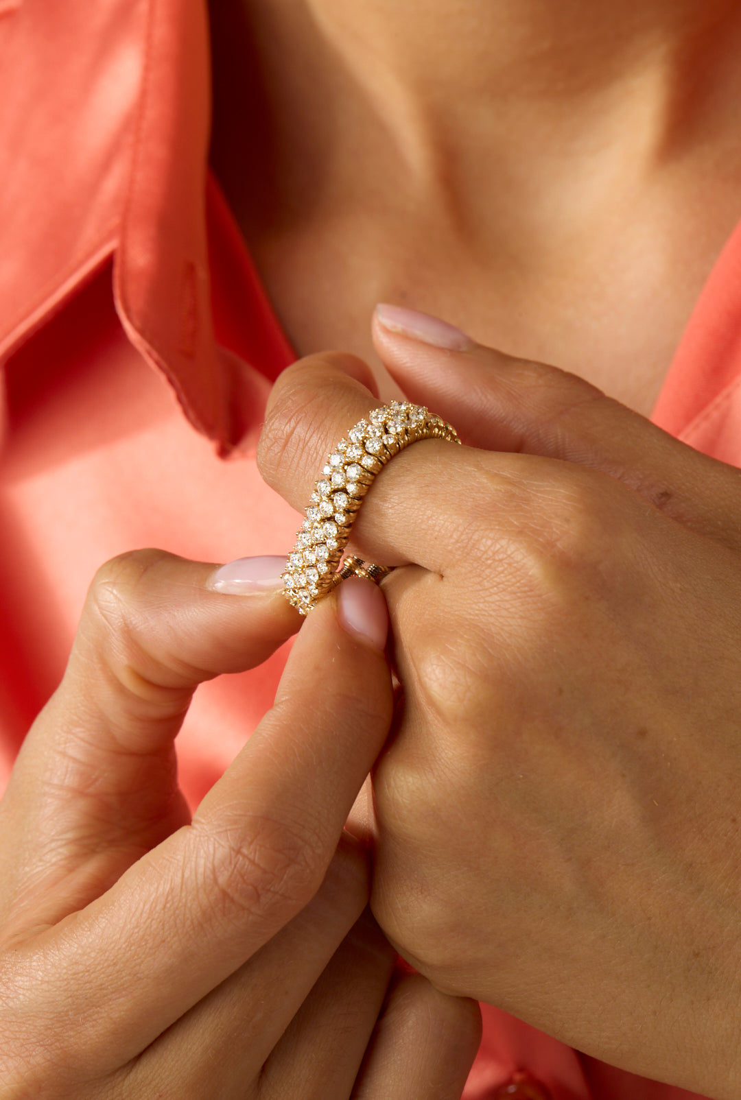 18KY Cashmere Diamond Stretch Ring