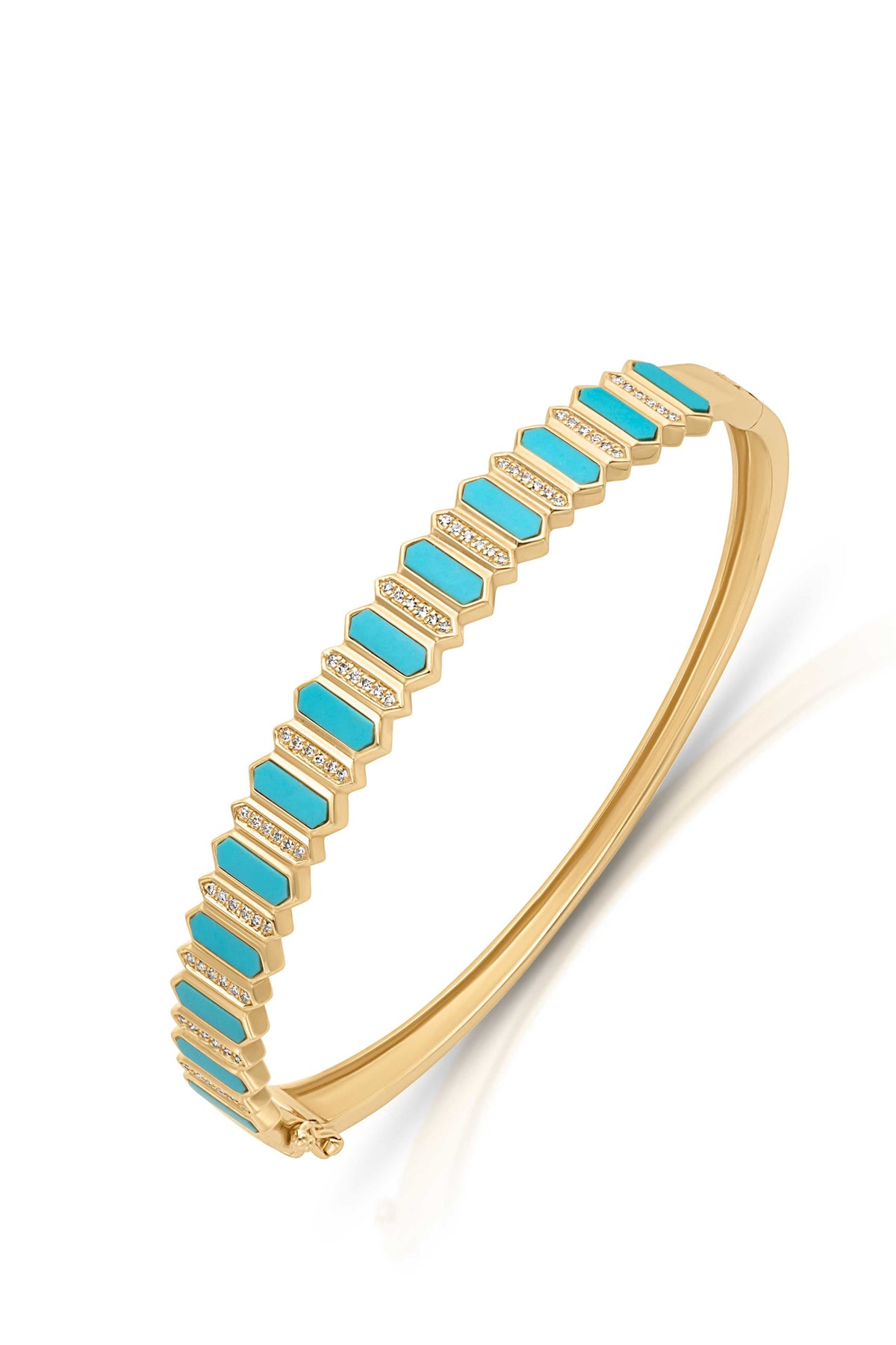 14KY Turquoise and Diamond Bangle