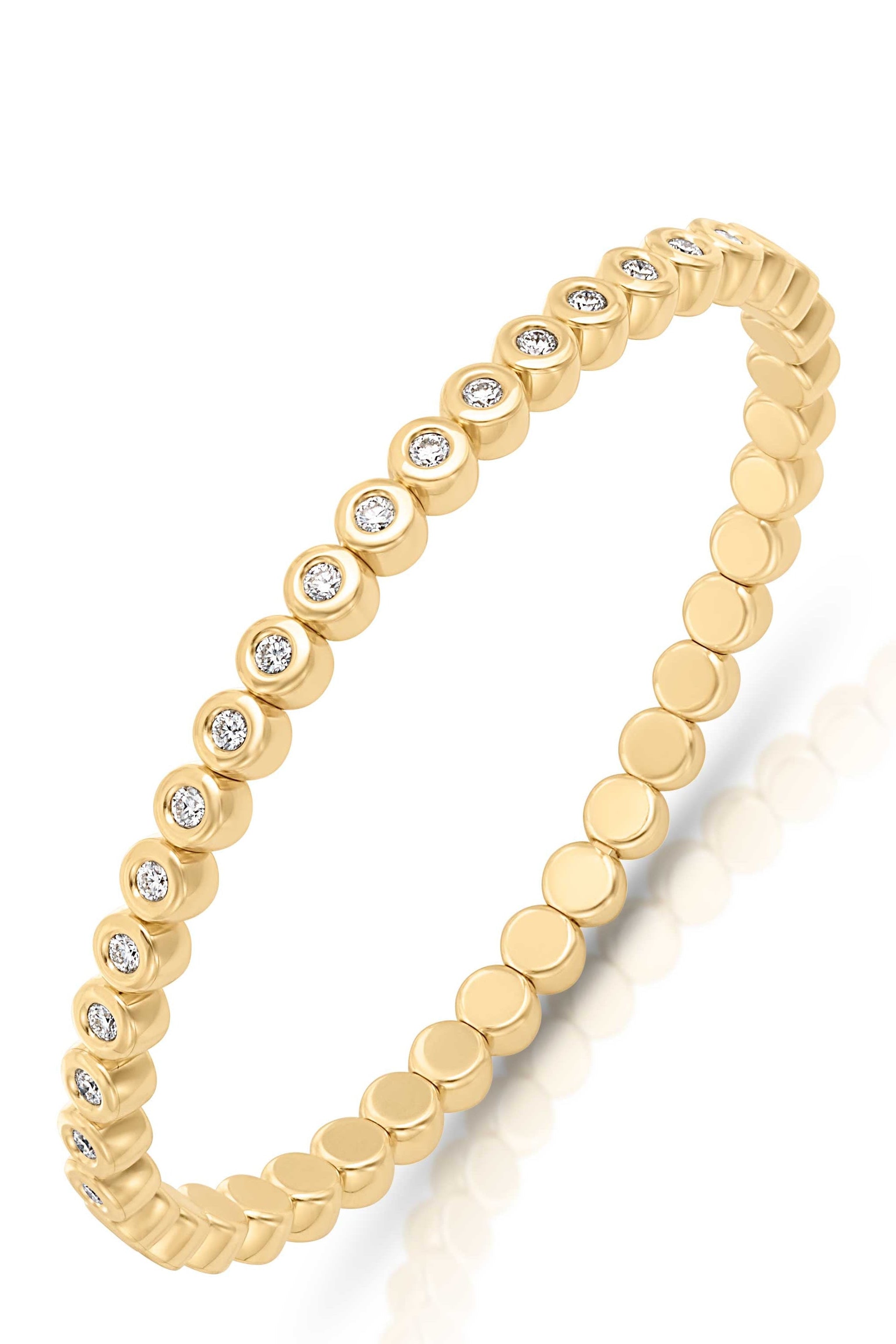 18KY Bezel Set Diamond Stretch Tennis Bracelet