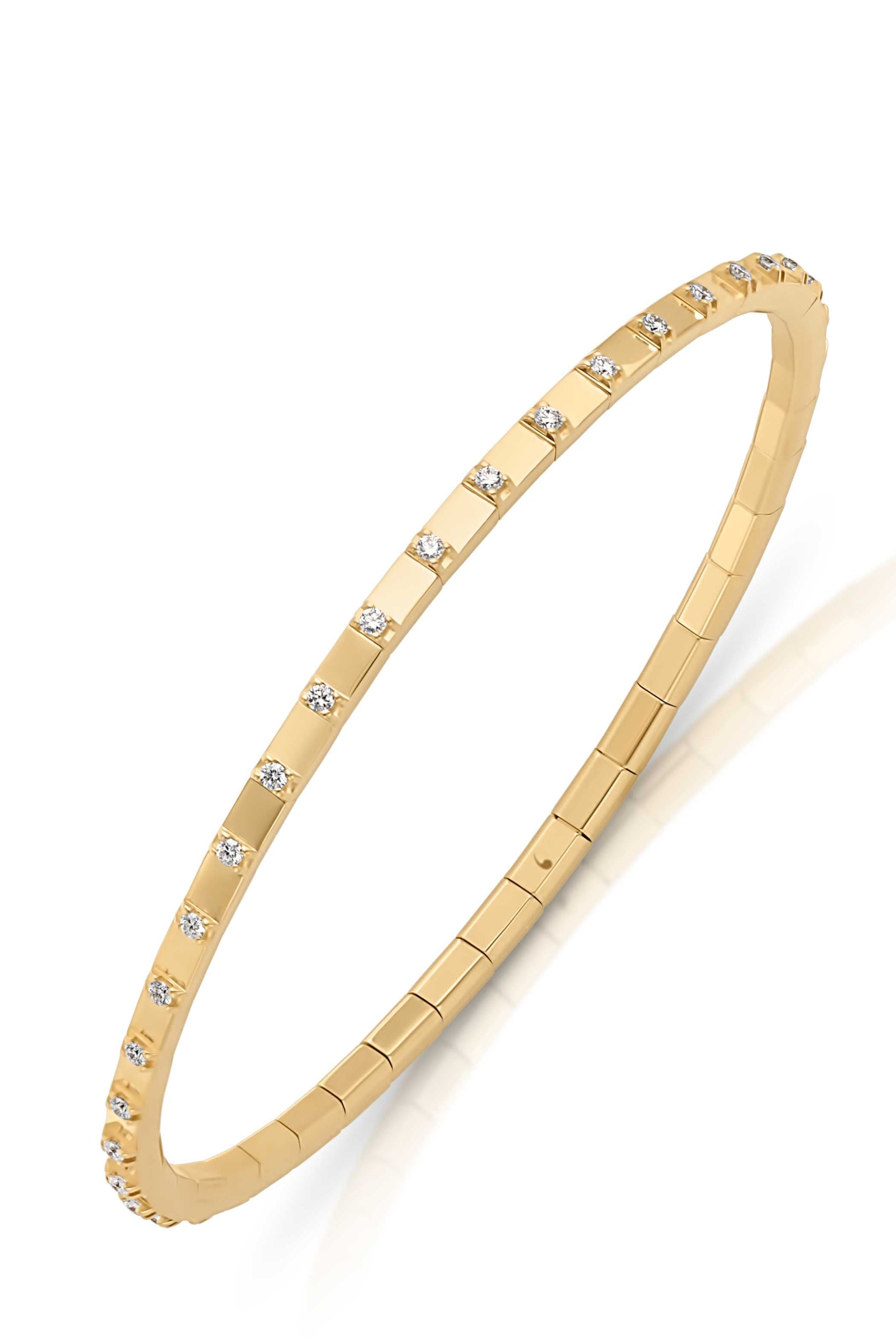 18KY Alternating Gold and Diamond Stretch Bracelet