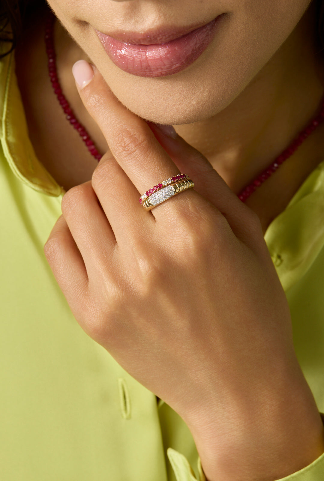 14KY Ruby and Diamond Eternity Band