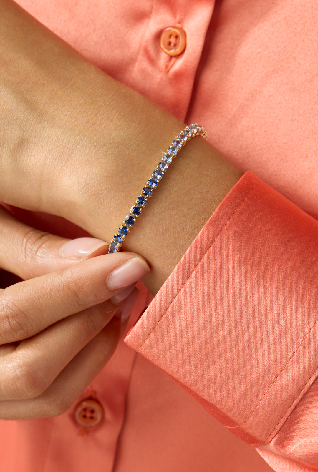 14KY Blue Sapphire Ombre Bracelet