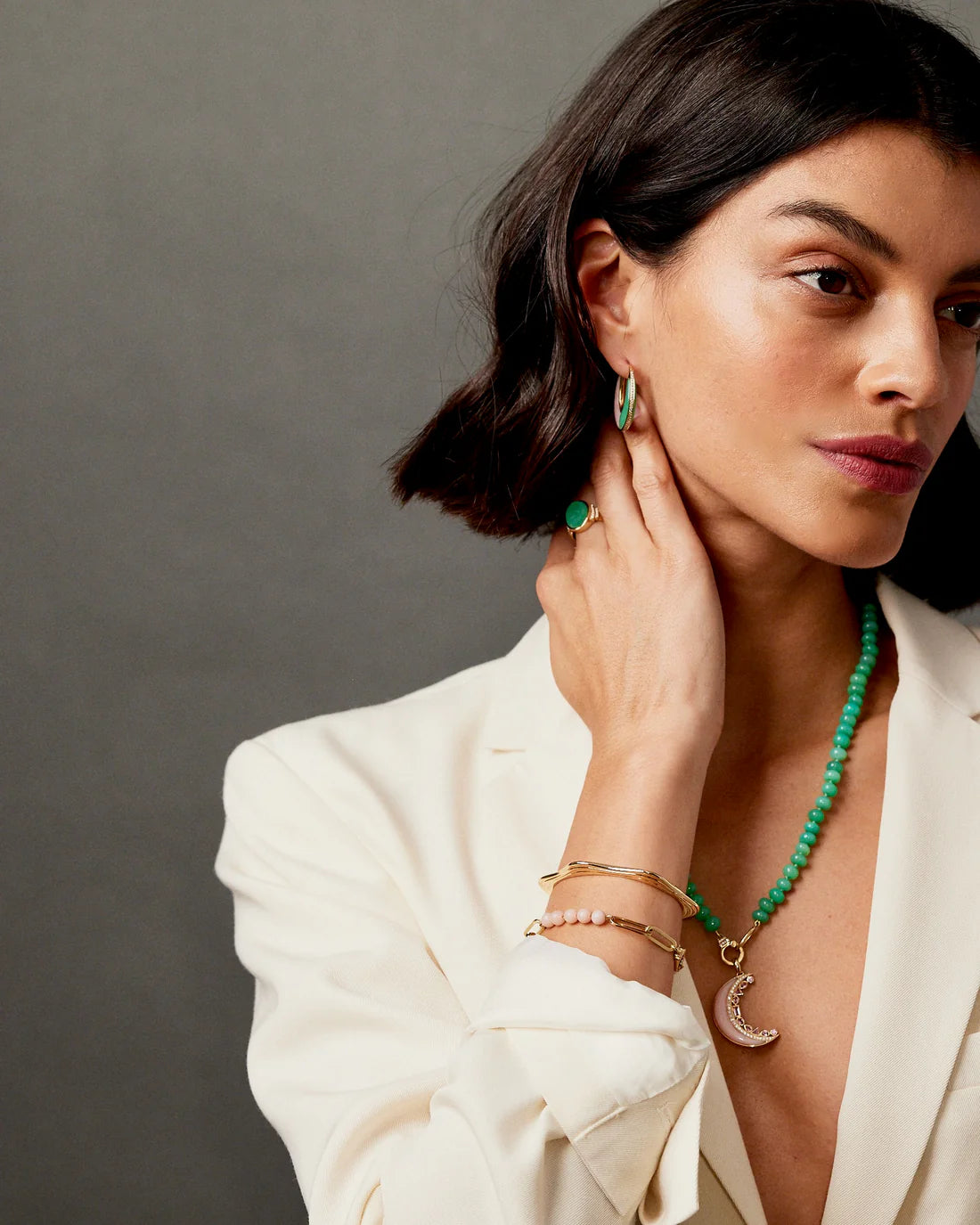 18KY Chrysophase Beaded Necklace