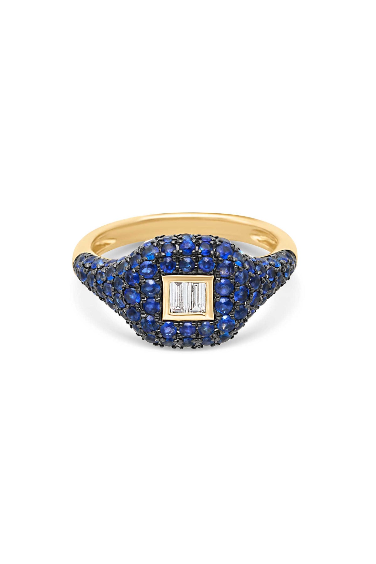 14KY Blue Sapphire Pave Ring
