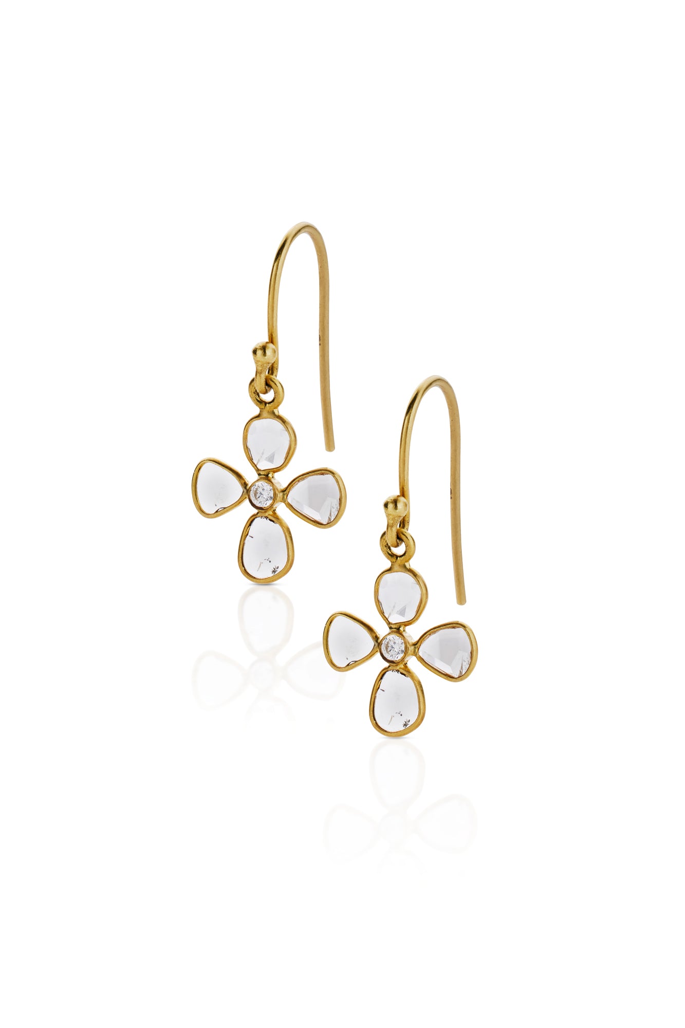 18KY Polki Flower Earrings