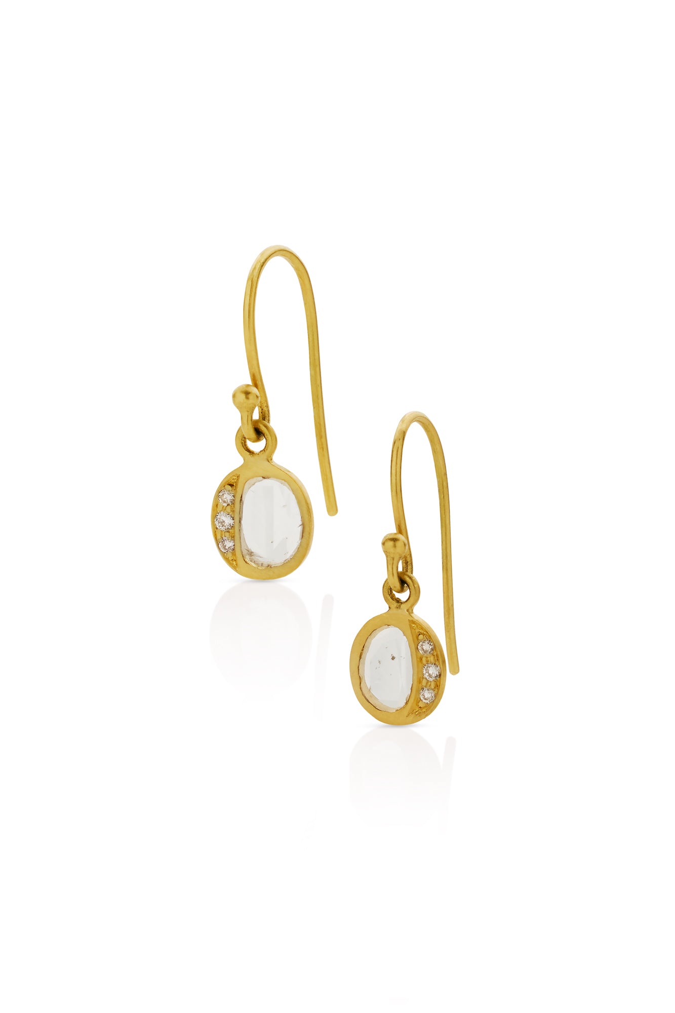 18KY Polki + Brilliant Grecian Simple Drop Earrings