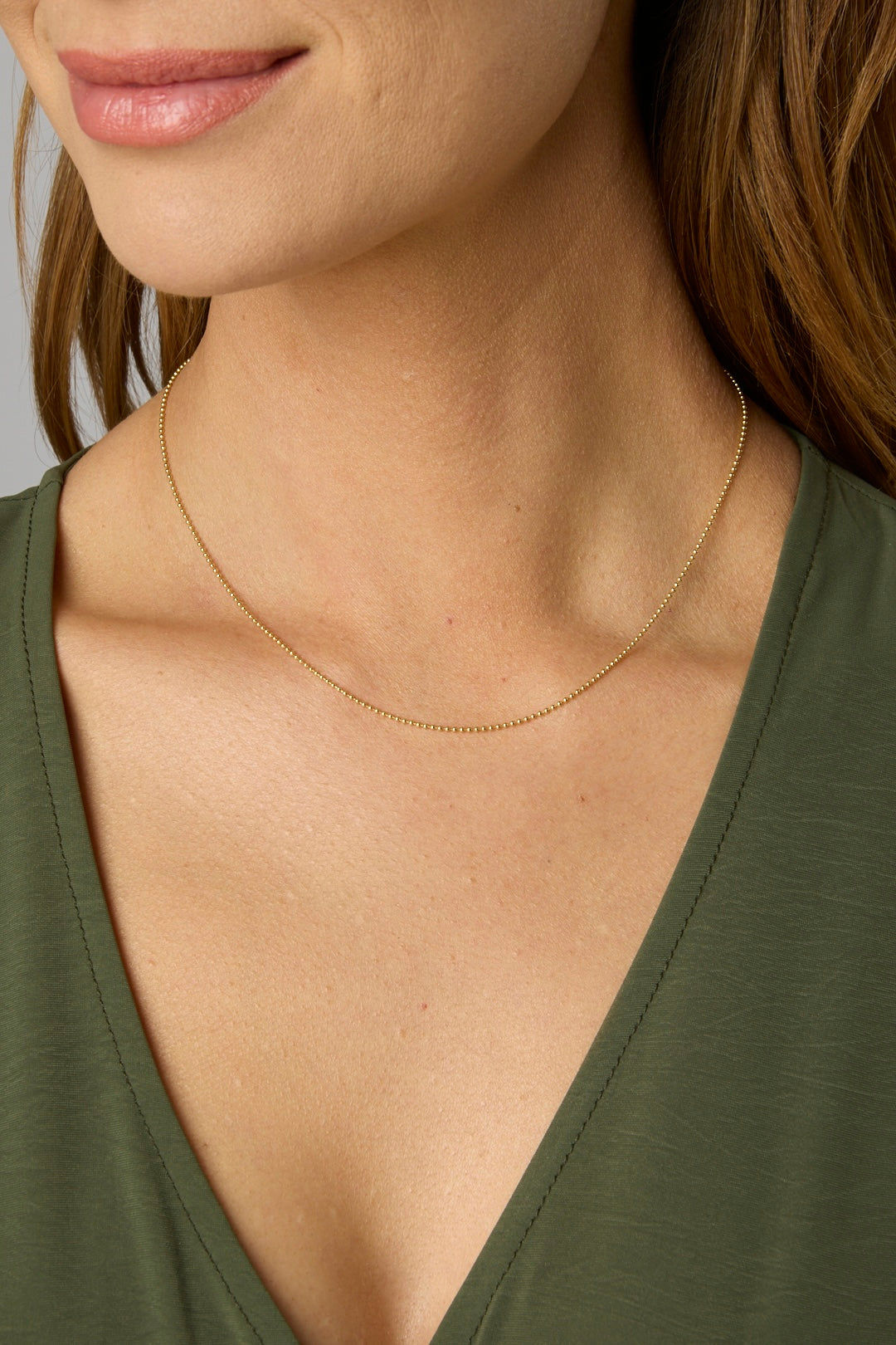 14KY 1.2mm Bead Chain-Necklaces-Saffron Jewelry-16 inches-Susan Saffron Jewelry