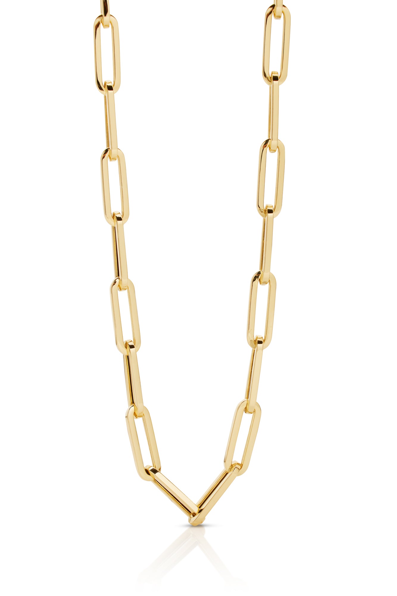 14KY Long Oval Links Paper Clip Necklace